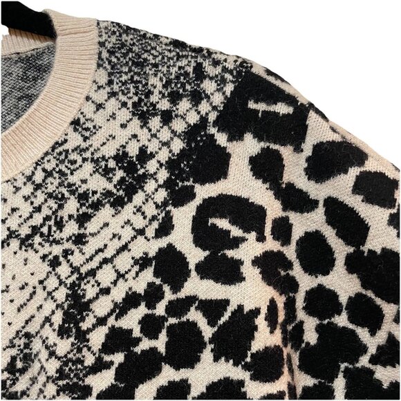 GUESS Tan & Black Tamelia Animal-Print Cropped Sweater Sz S - Picture 8 of 9